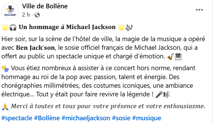 article bollène ben jack'son